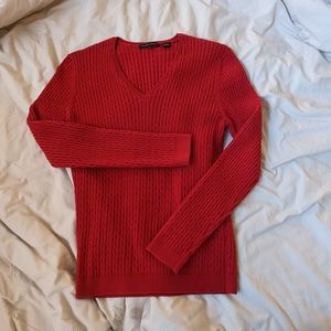Jeanne Pierre Red V-Neck Sweater size medium